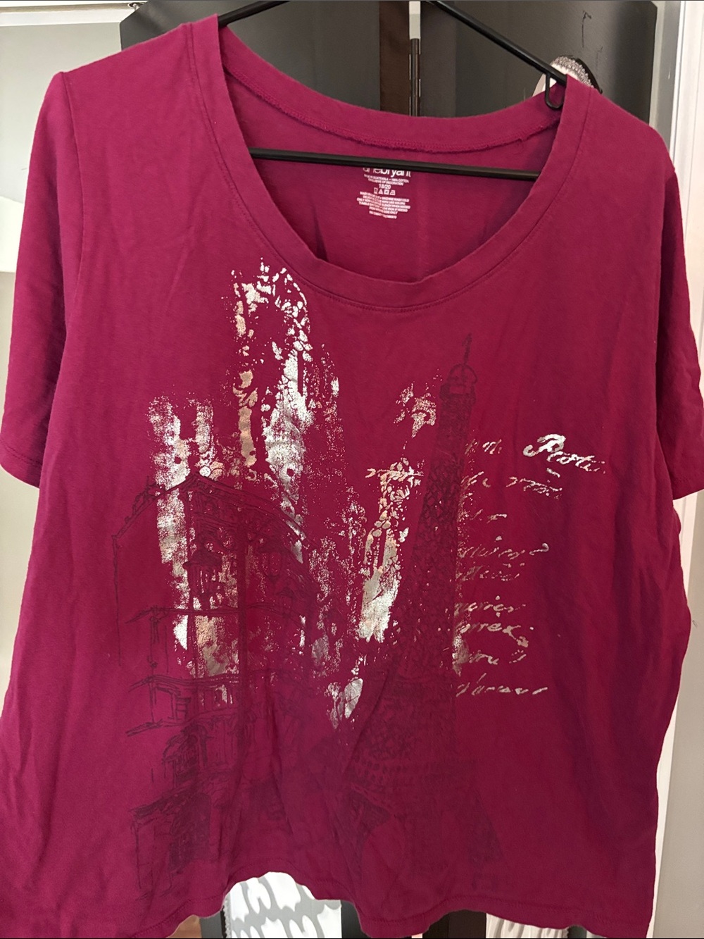 Lane Bryant Plum Short-Sleeve Graphic Tee with Metallic Print